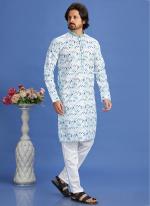 Cotton Multi Color Festival Wear Embroidery Work Kurta Pajama